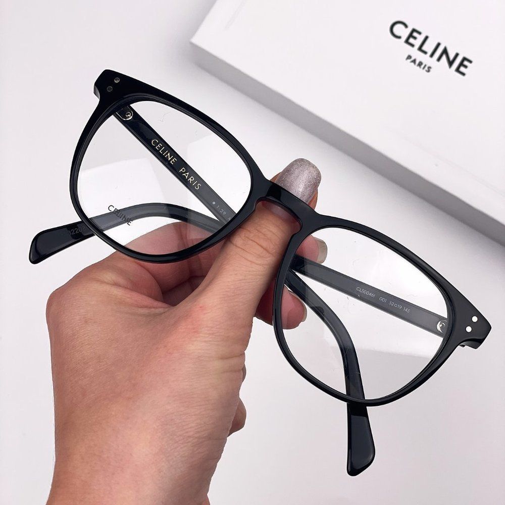 🔥 CELINE CL50046I/O 001Eyeglasses Black Square Unisex